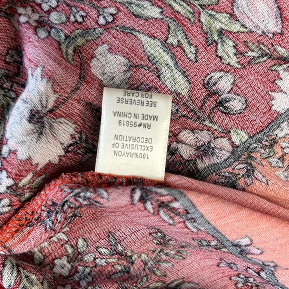 Fever Womens XL Orange Floral Sleeveless Tassel Trim Boho Blouse Top - Picture 6 of 8